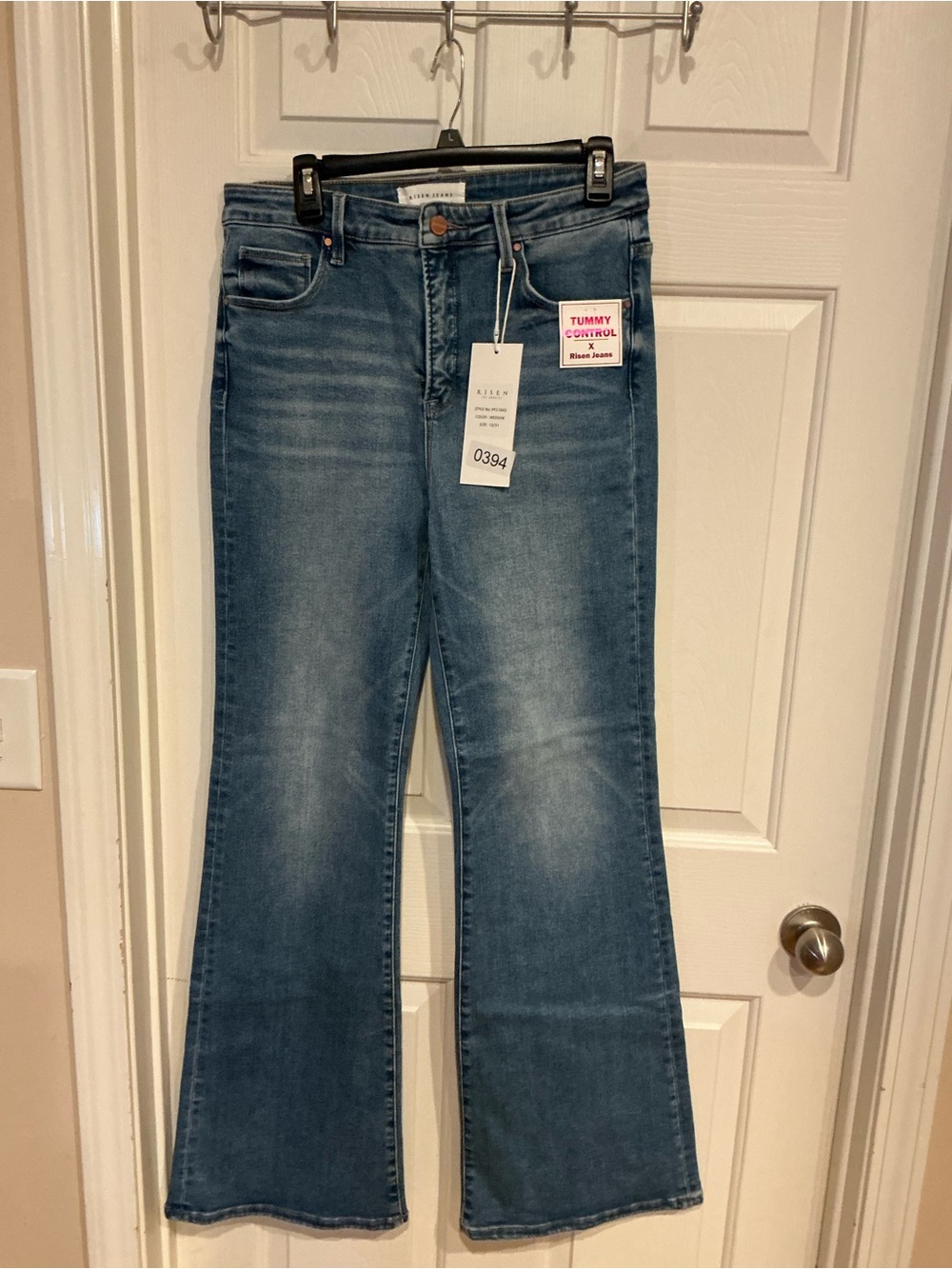 Mid Wash High-Rise Flare Jeans with Tummy Control